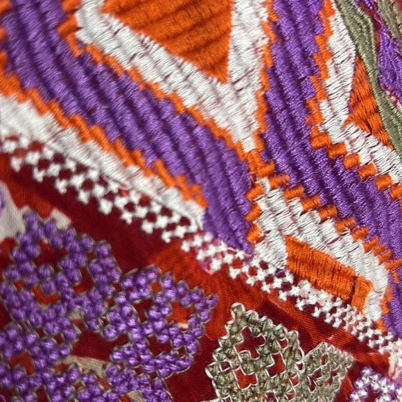 RACHEL ZOE Embroidered Boho Floral V Neck Valentines Day Peasant Babydoll Blouse - Picture 6 of 9